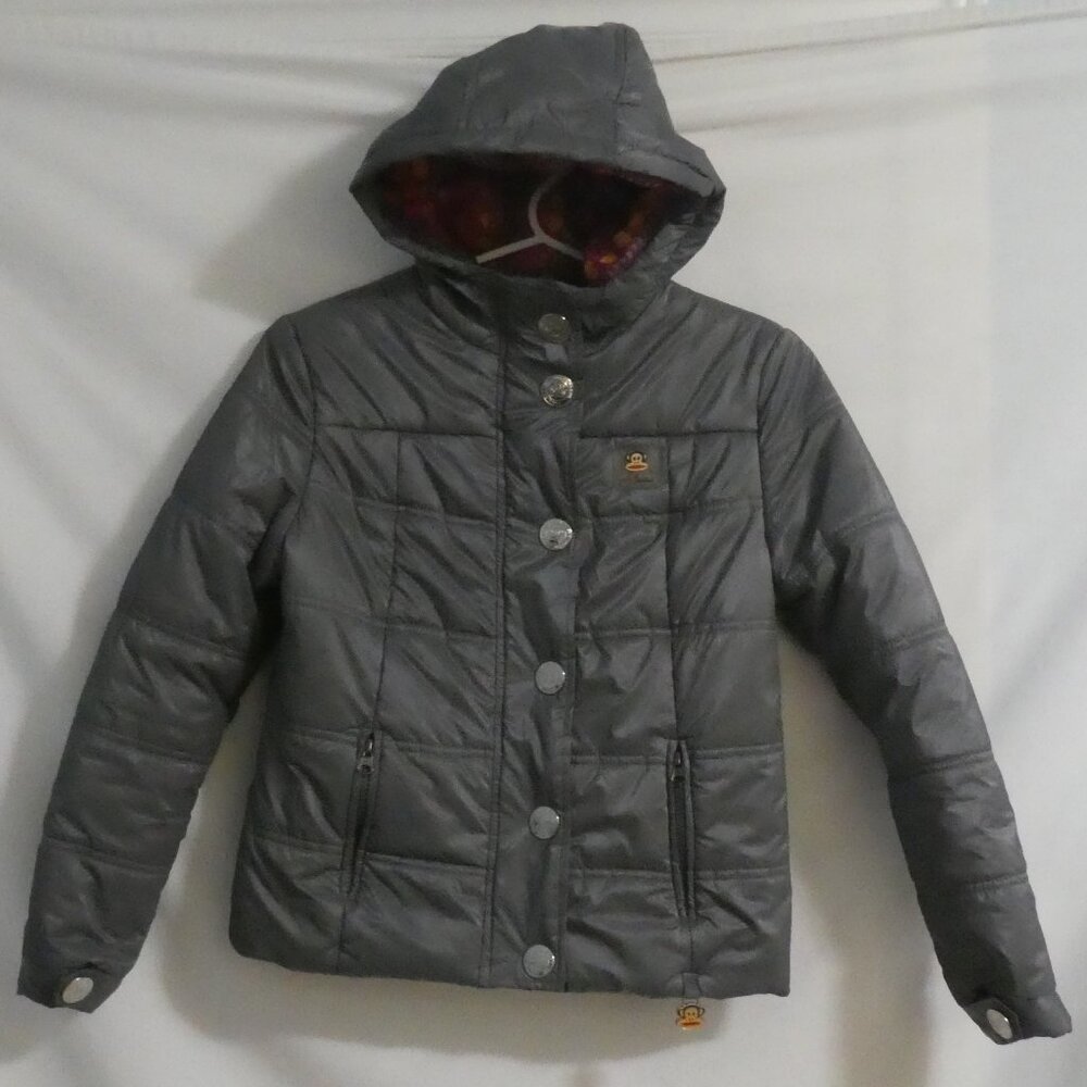 Vintage - PAUL FRANK INDUSTRIES | size small, girls | Grey Hooded Puffer Jacket